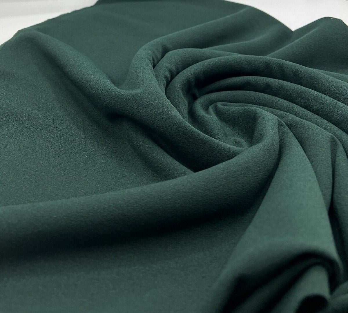 Plain Bottle Green Scuba Crepe Stretch Jersey Fabric 4 Way Stretch