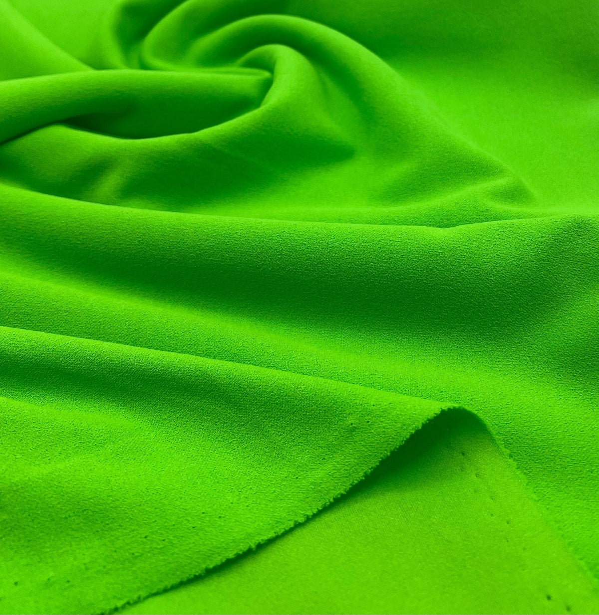 Plain Bright Green Scuba Crepe Stretch Jersey Fabric 4 Way Stretch