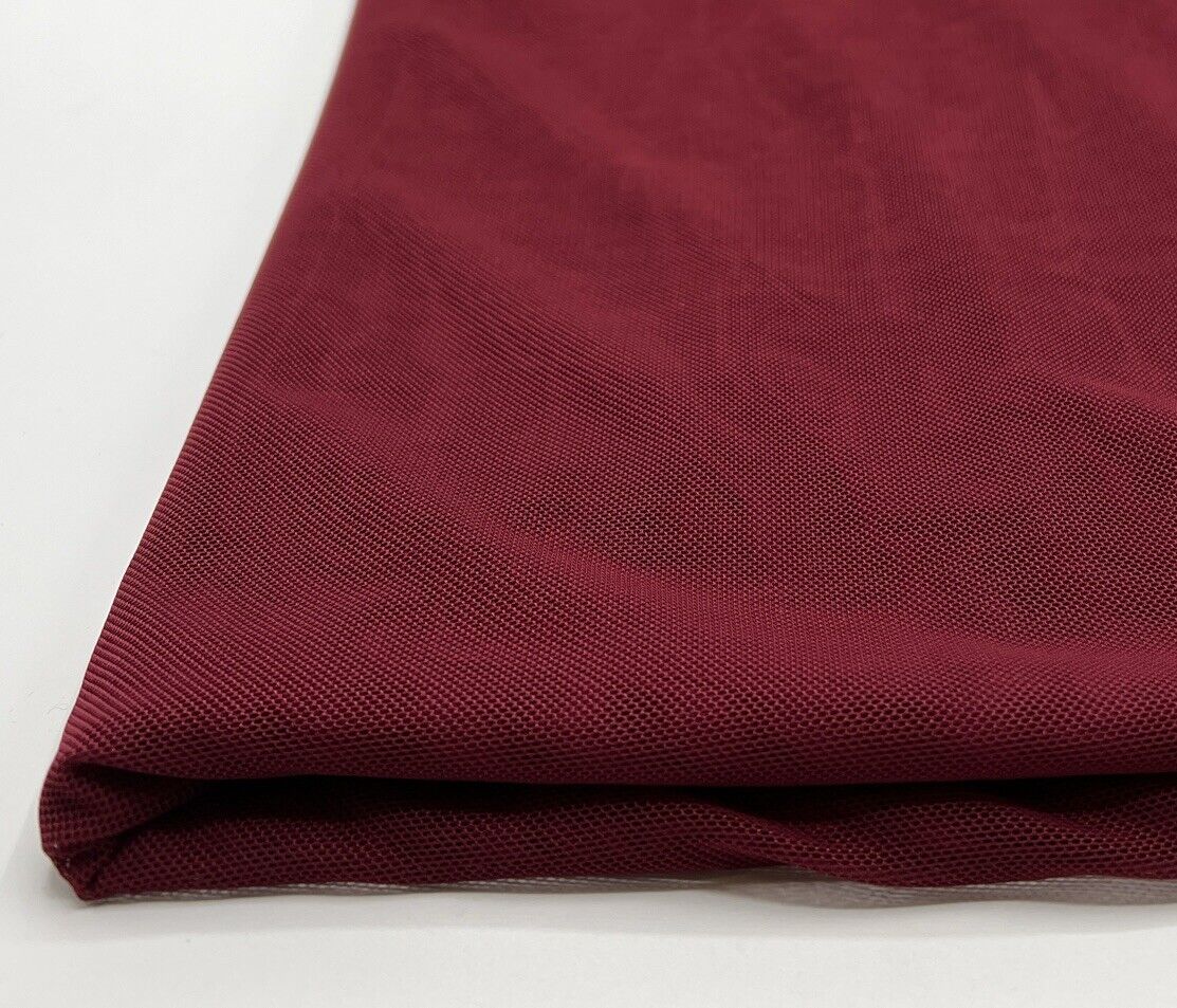 Plain Burgundy Mesh Fabric Stretch