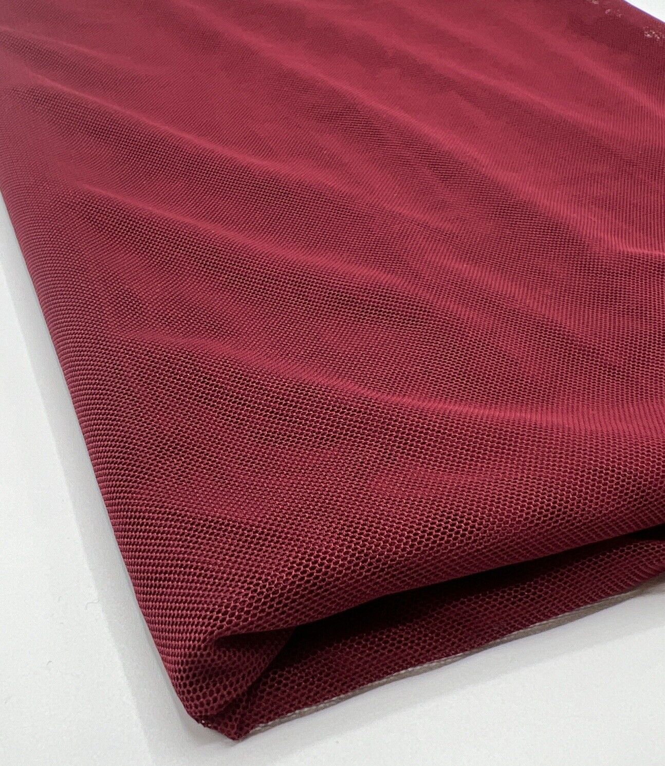 Plain Burgundy Mesh Fabric Stretch