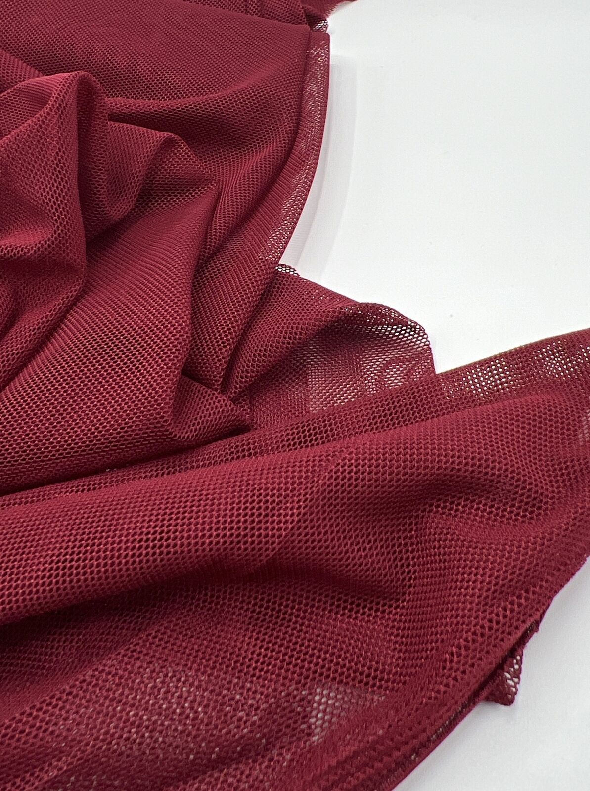 Plain Burgundy Mesh Fabric Stretch