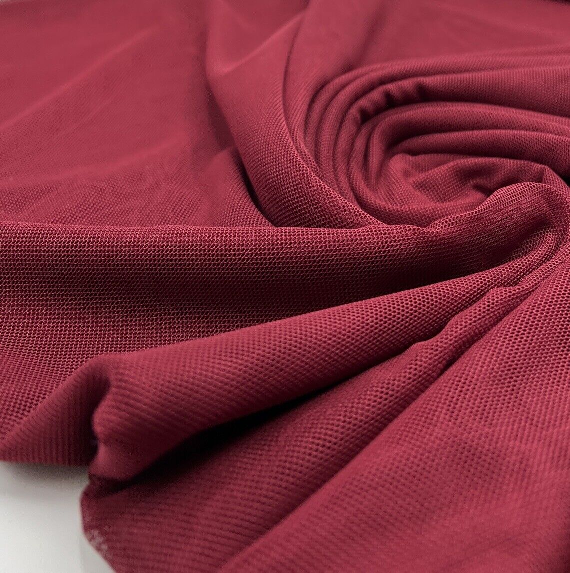 Plain Burgundy Mesh Fabric Stretch