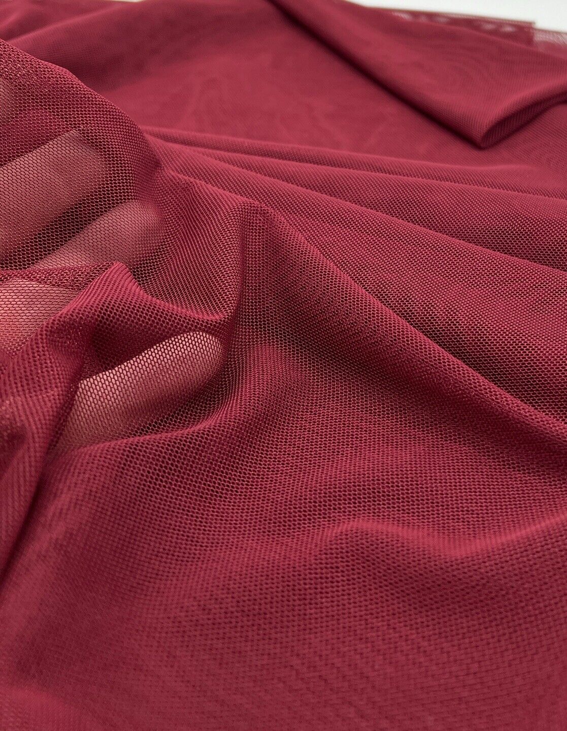 Plain Burgundy Mesh Fabric Stretch