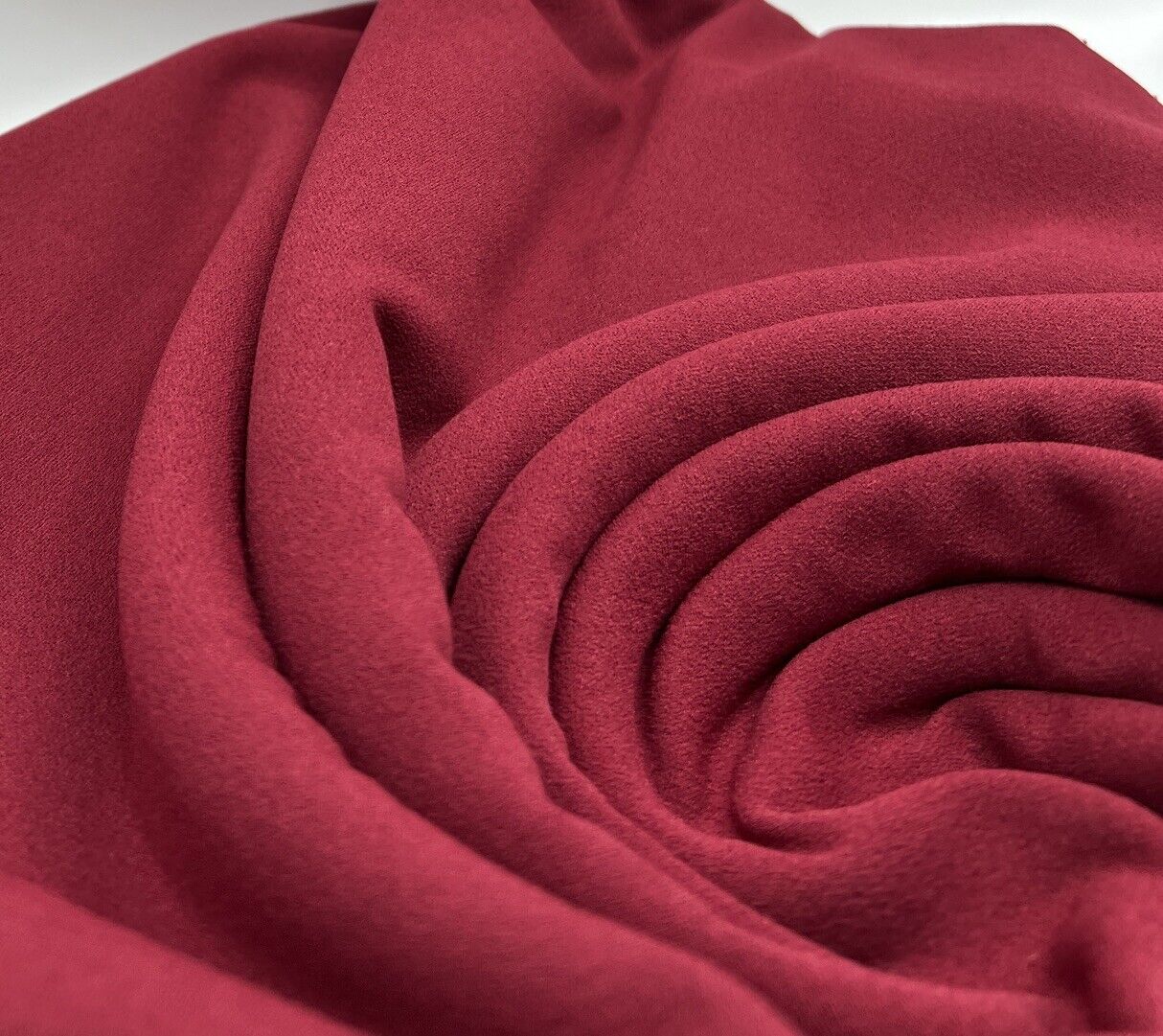 Plain Burgundy Scuba Crepe Stretch Jersey Fabric 4 Way Stretch