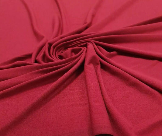 Plain Burgundy Viscose Elastane Fabric 4 Way Stretch Jersey