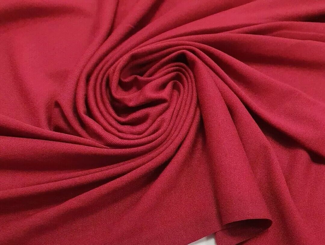 Plain Burgundy Viscose Elastane Fabric 4 Way Stretch Jersey