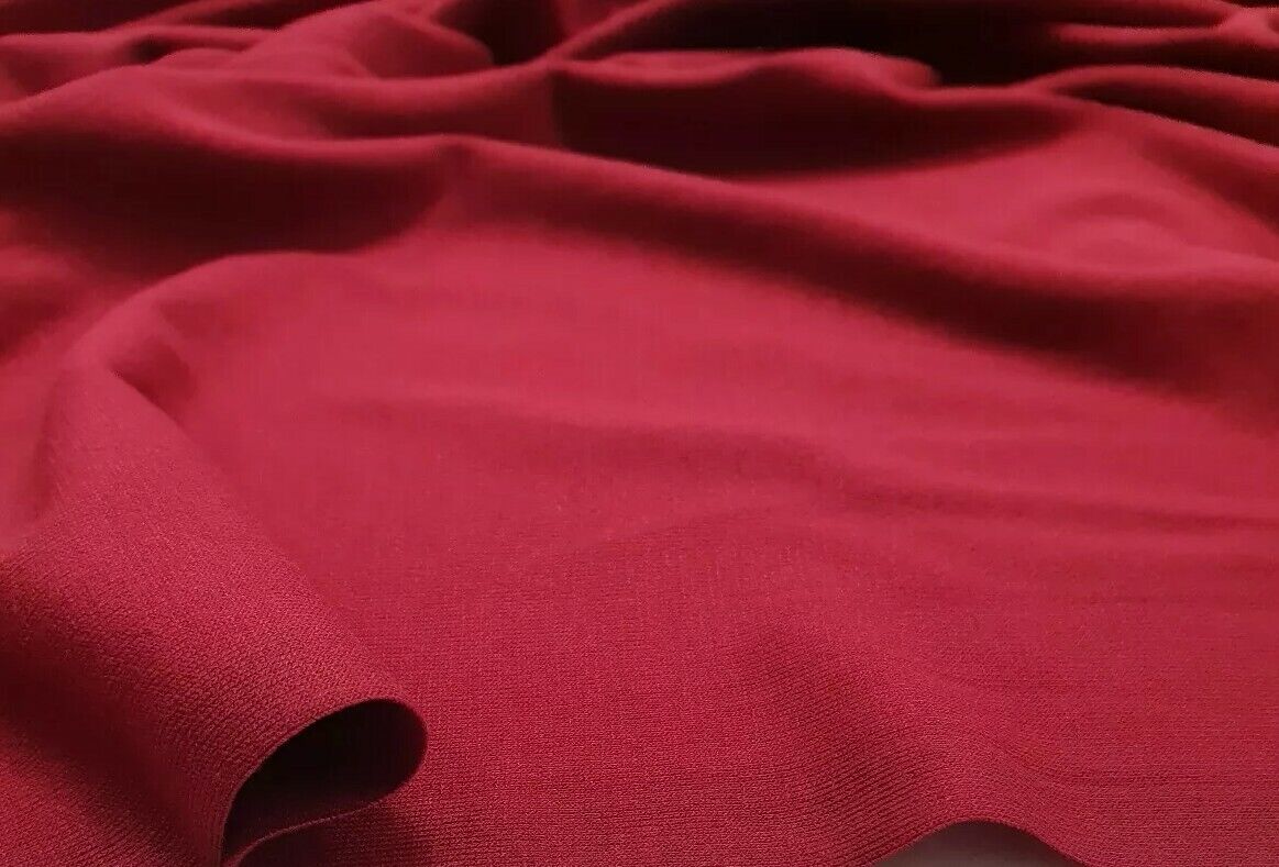 Plain Burgundy Viscose Elastane Fabric 4 Way Stretch Jersey