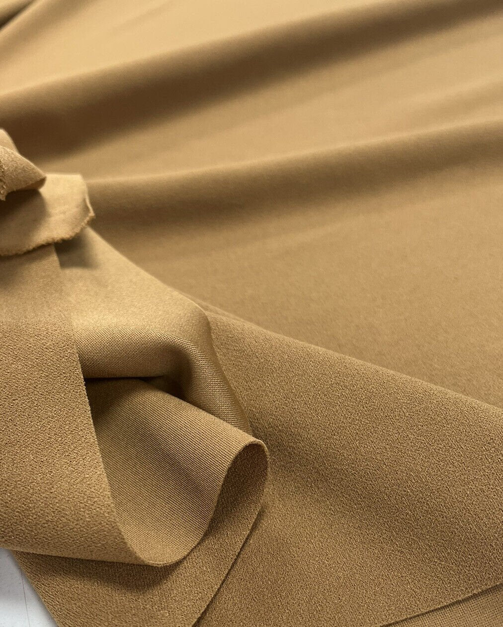 Plain Camel Scuba Crepe Stretch Jersey Fabric 4 Way Stretch