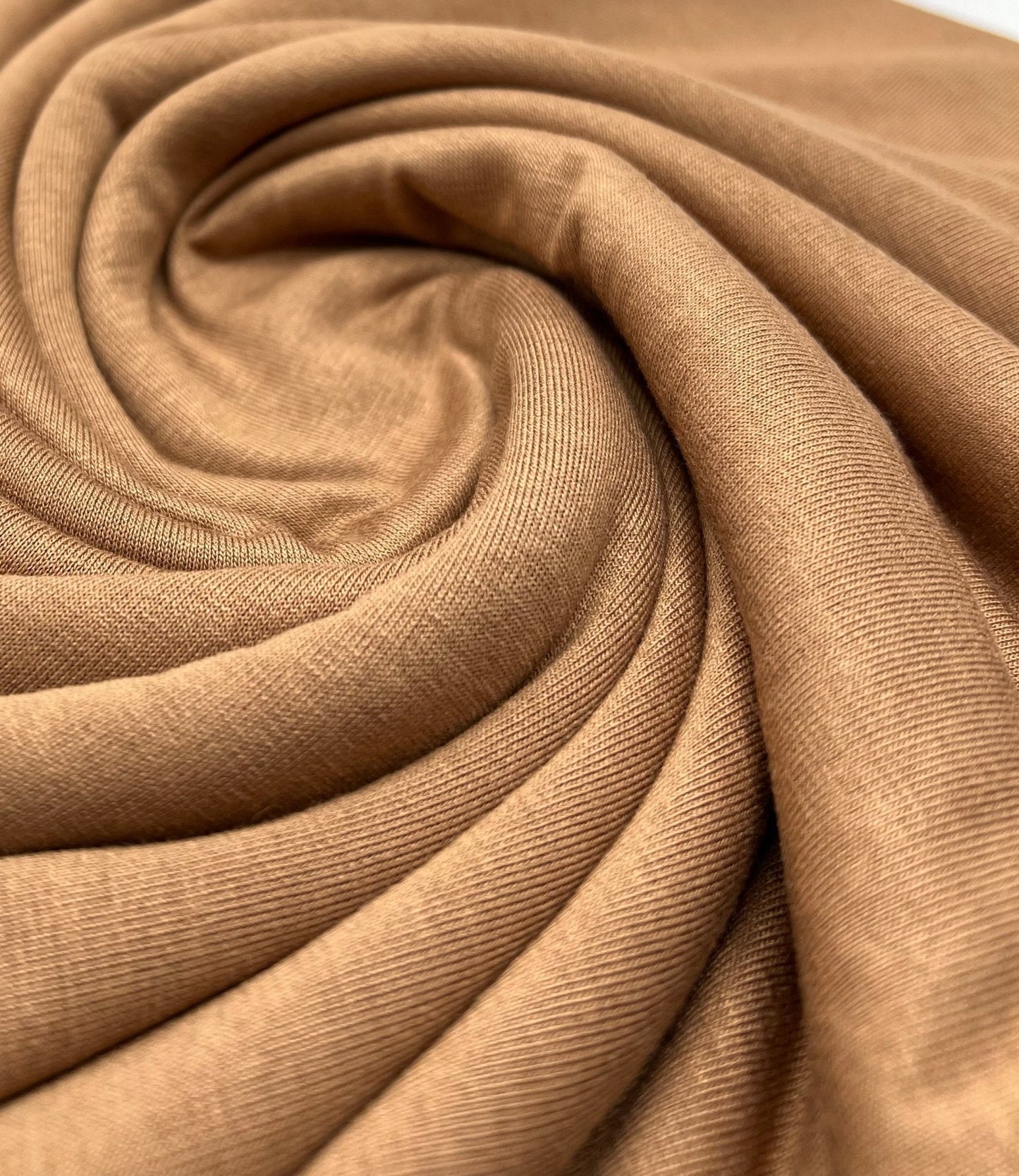 Plain Camel Viscose Elastane Fabric 4 Way Stretch Jersey