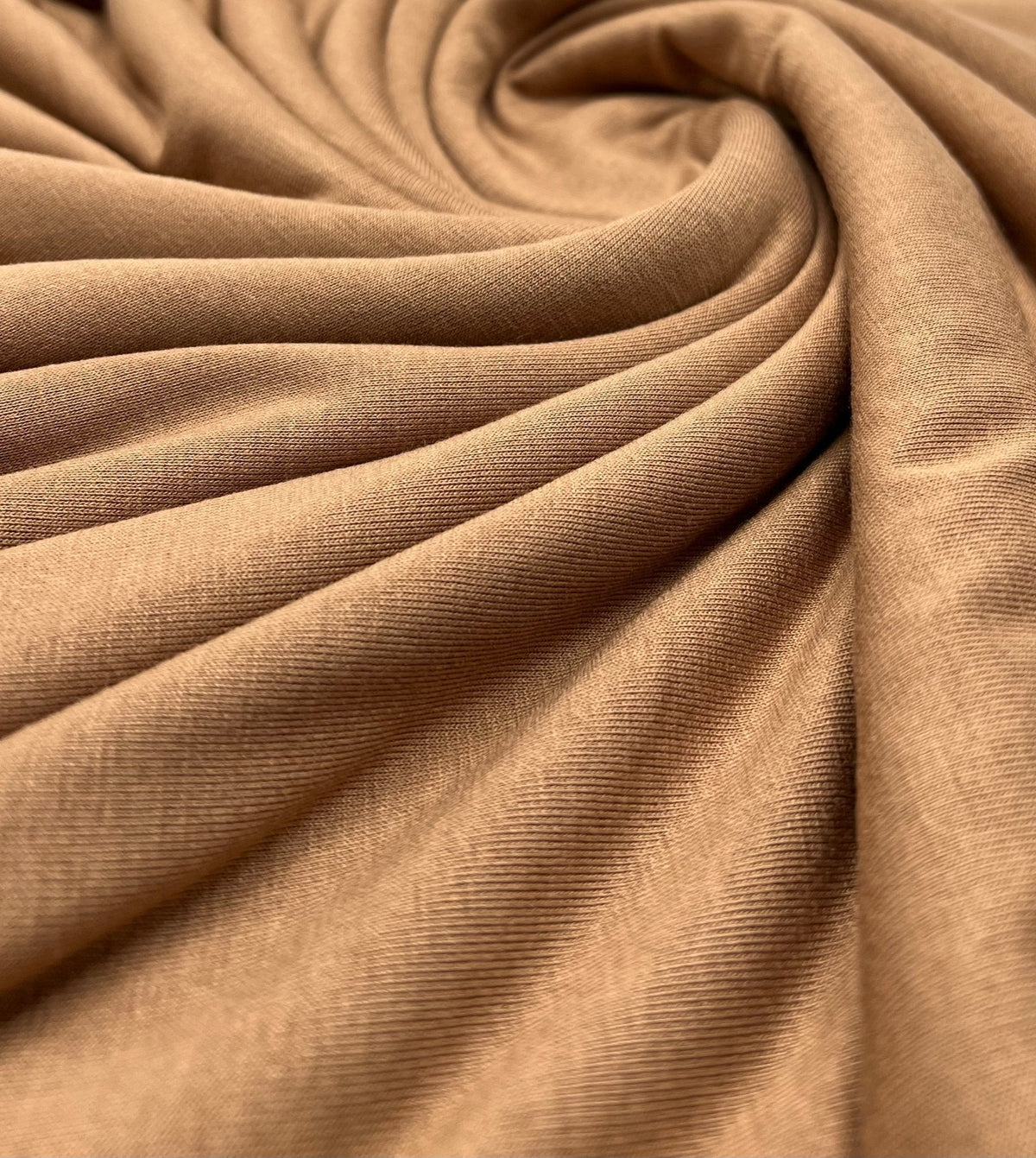 Plain Camel Viscose Elastane Fabric 4 Way Stretch Jersey