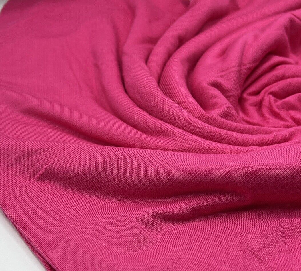 Plain Cerise Hot Pink Viscose Elastane Fabric 4 Way Stretch Jersey