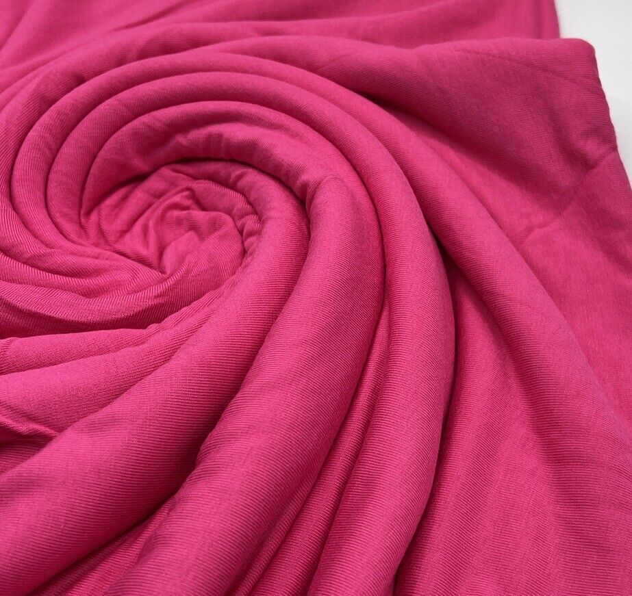Plain Cerise Hot Pink Viscose Elastane Fabric 4 Way Stretch Jersey