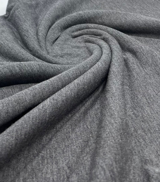 Plain Charcoal Viscose Elastane Fabric 4 Way Stretch Jersey