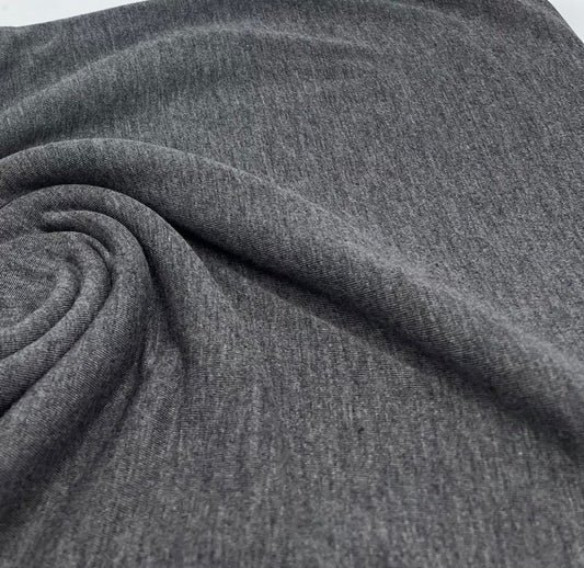 Plain Charcoal Viscose Elastane Fabric 4 Way Stretch Jersey