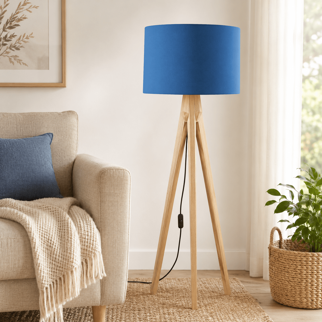 Plain Night Blue Lampshade, Ceiling or Table Lamp Shade