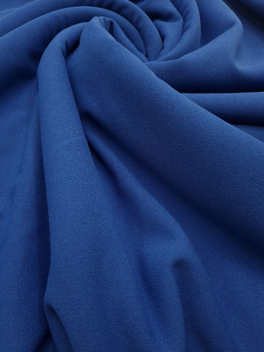 Plain Cobalt Blue Scuba Crepe Stretch Jersey Fabric 4 Way Stretch