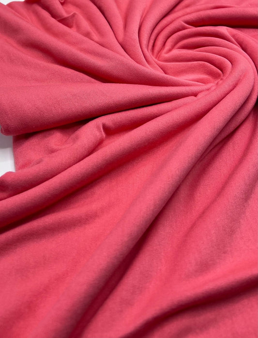 Plain Dark Coral Viscose Elastane Fabric 4 Way Stretch Jersey