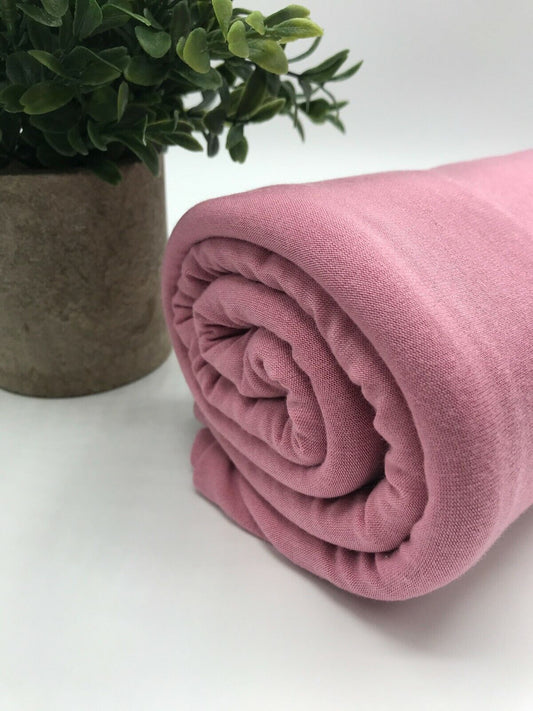 Plain Dusky Pink Viscose Elastane Fabric 4 Way Stretch Jersey