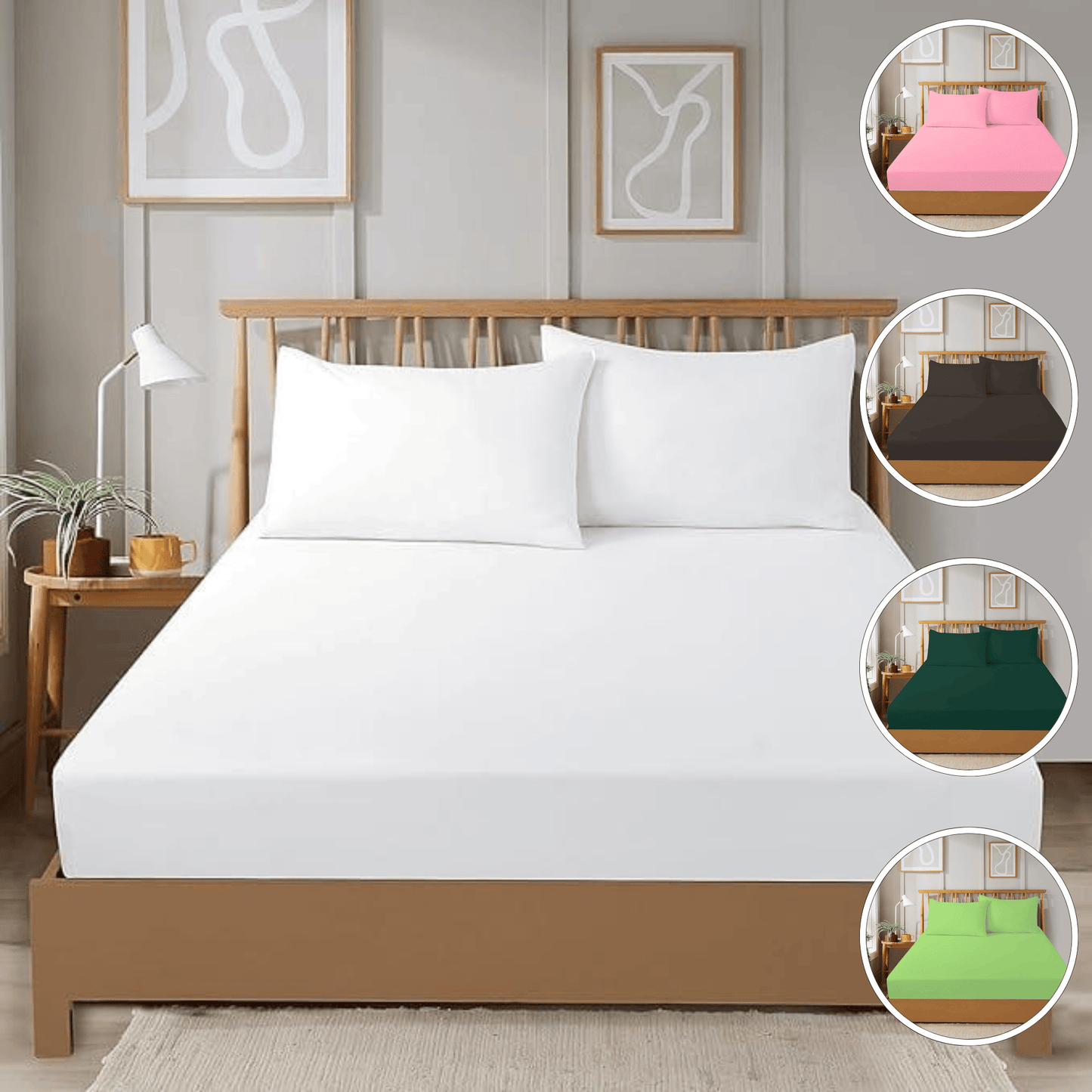 Plain Dye Luxurious Super Soft Fitted Sheets Easy Care Bed Linen Sets Multiple Colours Single Double King 3/4 Sizes by OLIVIA ROCCO