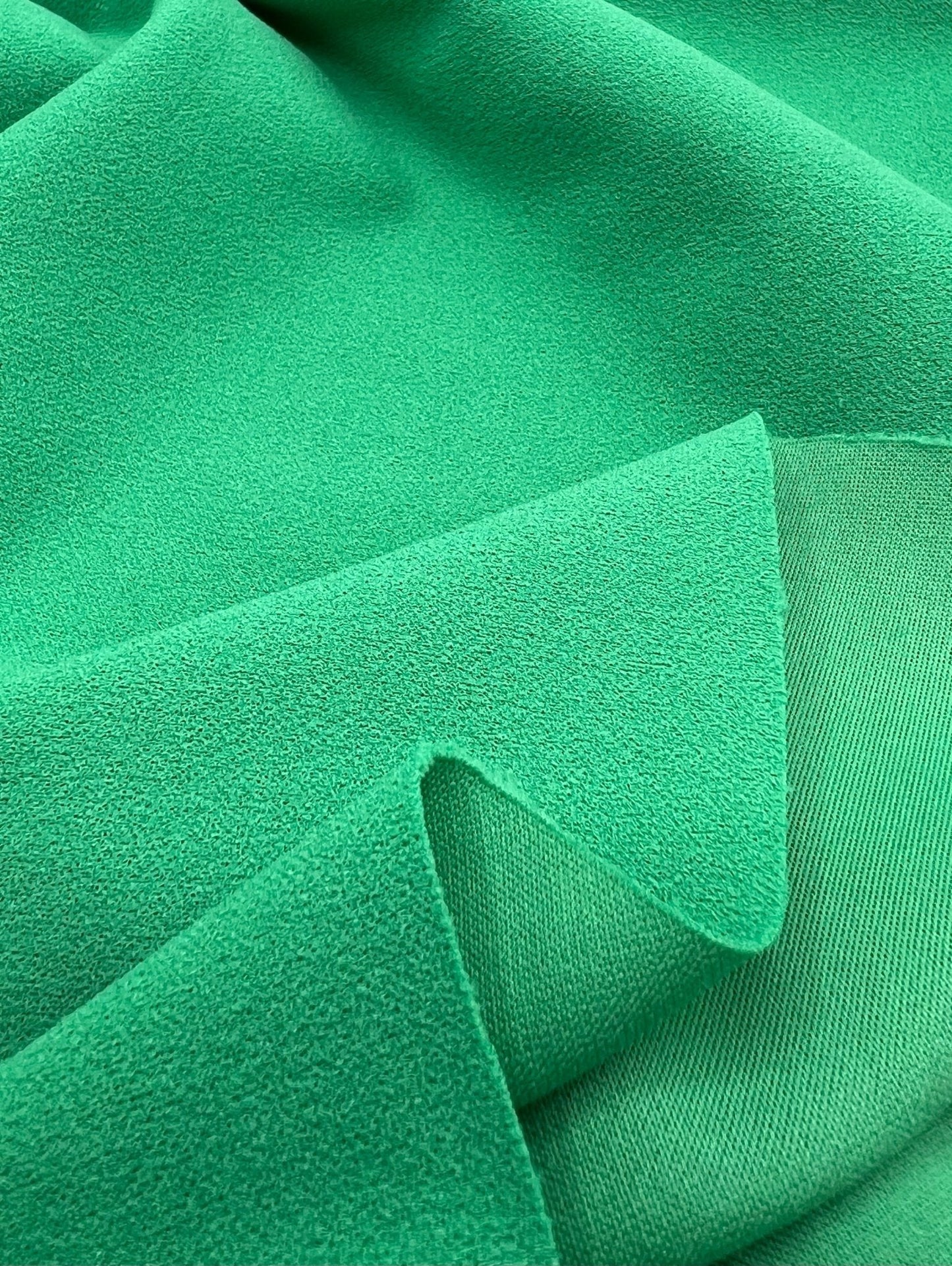 Plain Green Scuba Crepe Stretch Jersey Fabric 4 Way Stretch