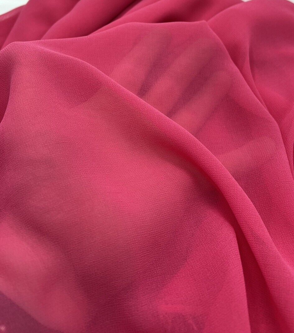 Plain Hot Pink Chiffon Sheer Dress Bridal Fabric