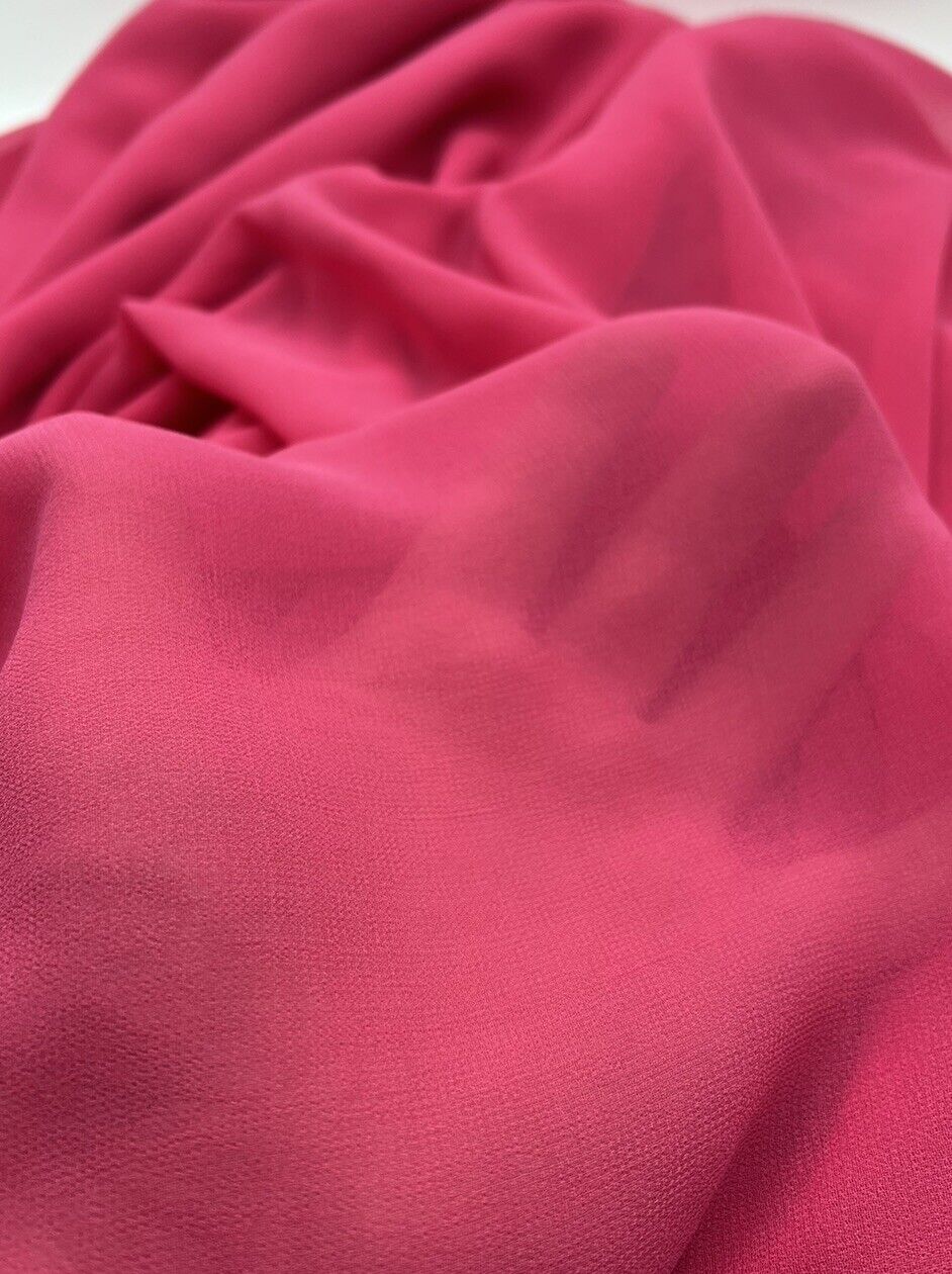 Plain Hot Pink Chiffon Sheer Dress Bridal Fabric