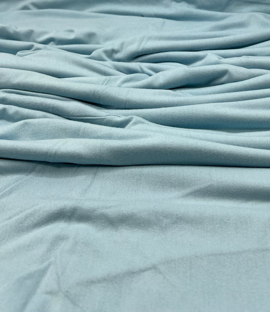 Plain Ice Blue Viscose Elastane Fabric 4 Way Stretch Jersey