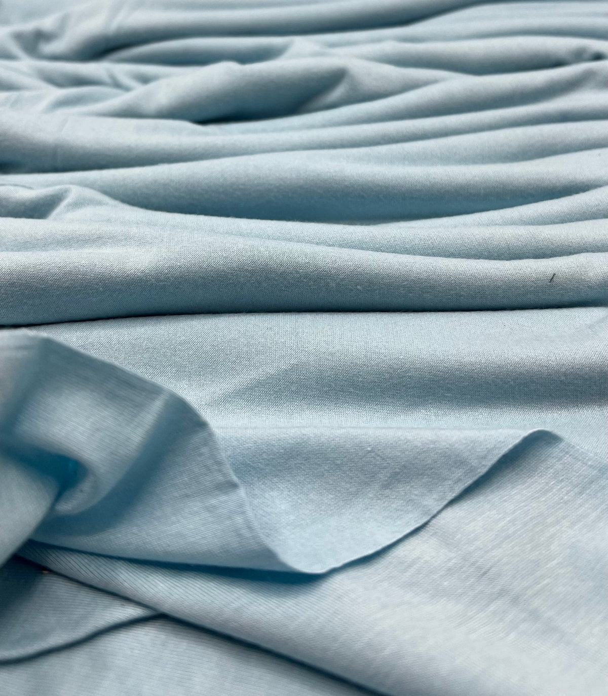 Plain Ice Blue Viscose Elastane Fabric 4 Way Stretch Jersey