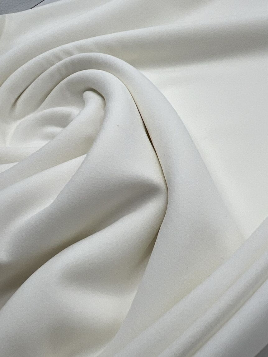 Plain Ivory Scuba Crepe Stretch Fabric 4 Way Stretch