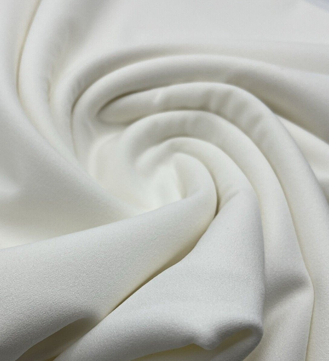 Plain Ivory Scuba Crepe Stretch Fabric 4 Way Stretch