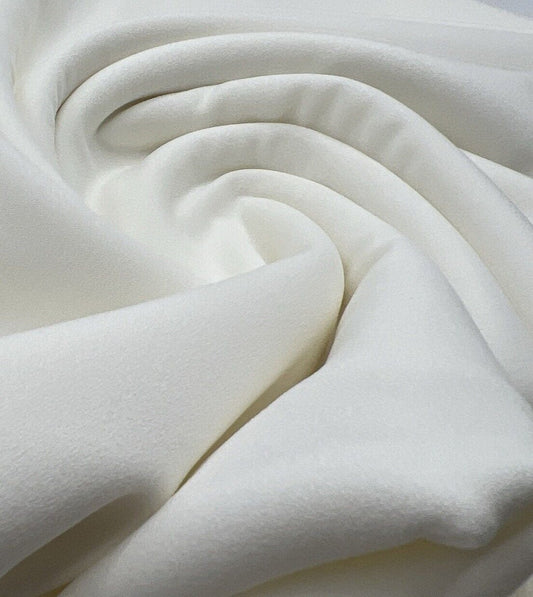 Plain Ivory Scuba Crepe Stretch Fabric 4 Way Stretch