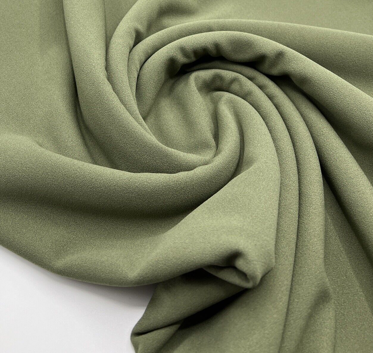 Plain Khaki Green Scuba Crepe Stretch Jersey Fabric 4 Way Stretch