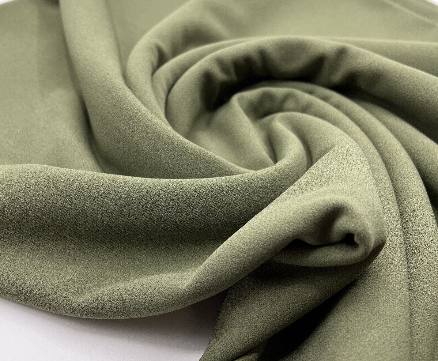 Plain Khaki Green Scuba Crepe Stretch Jersey Fabric 4 Way Stretch