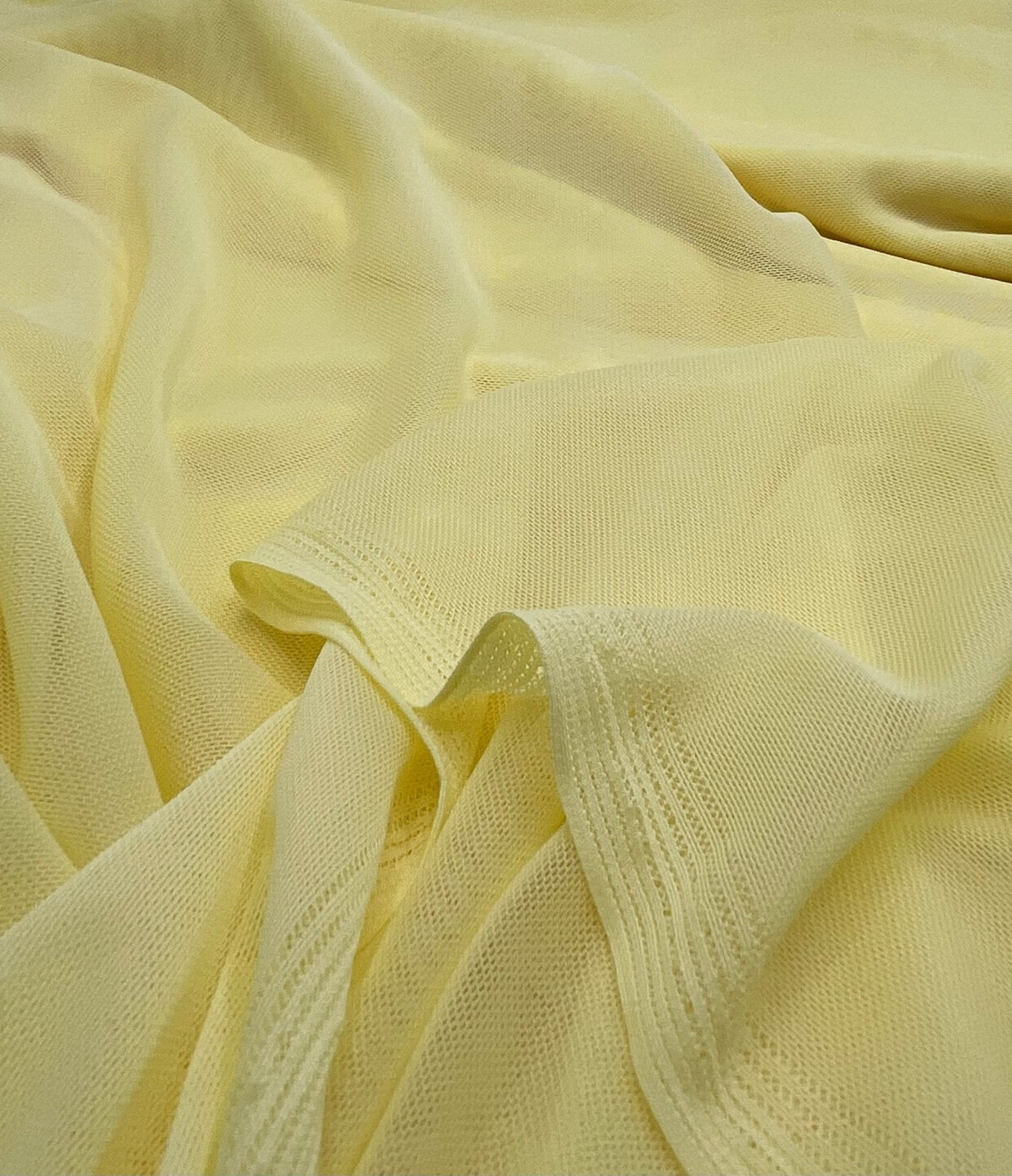 Plain Lemon Yellow Mesh Fabric Stretch