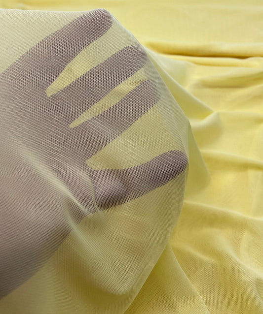 Plain Lemon Yellow Mesh Fabric Stretch