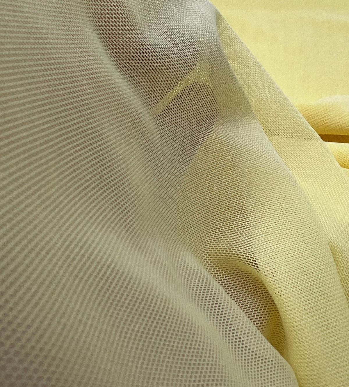 Plain Lemon Yellow Mesh Fabric Stretch