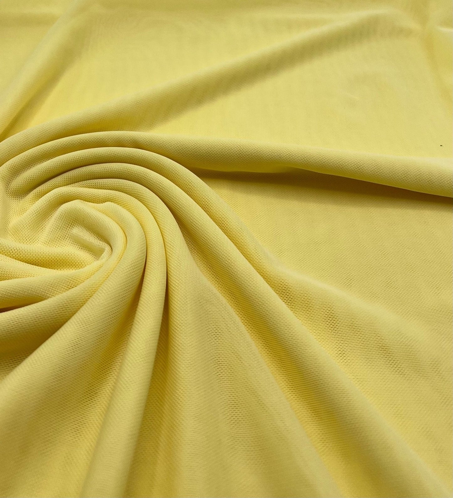 Plain Lemon Yellow Mesh Fabric Stretch