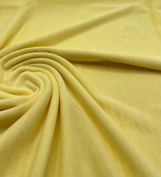 Plain Lemon Yellow Mesh Fabric Stretch