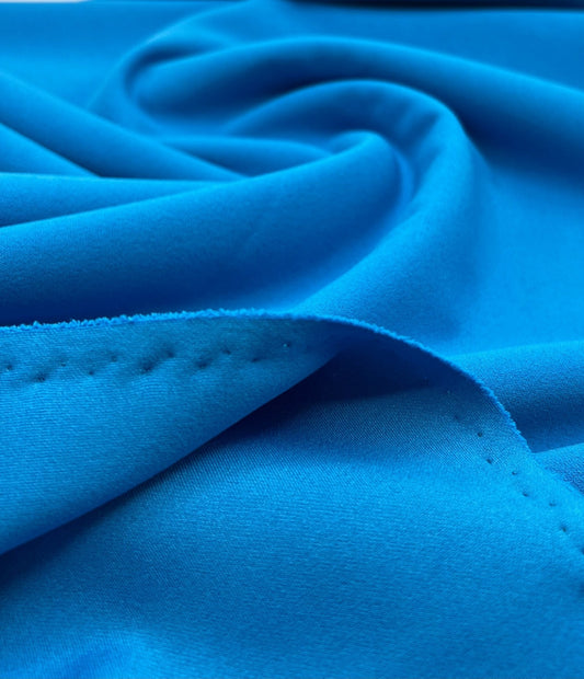Plain Light Blue Scuba Crepe Stretch Jersey Fabric 4 Way Stretch