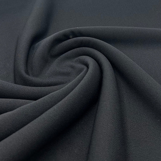 Plain Lightweight Black Scuba Crepe Stretch Fabric 4 Way Stretch