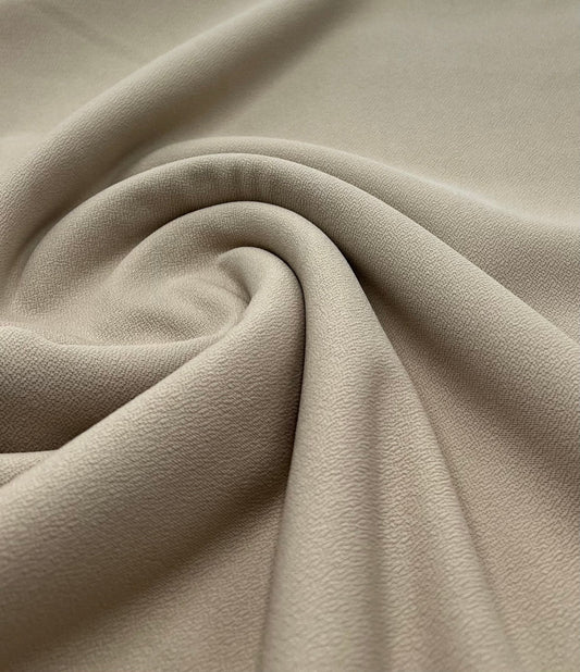 Plain Lightweight Stone Scuba Crepe Stretch Fabric 4 Way Stretch