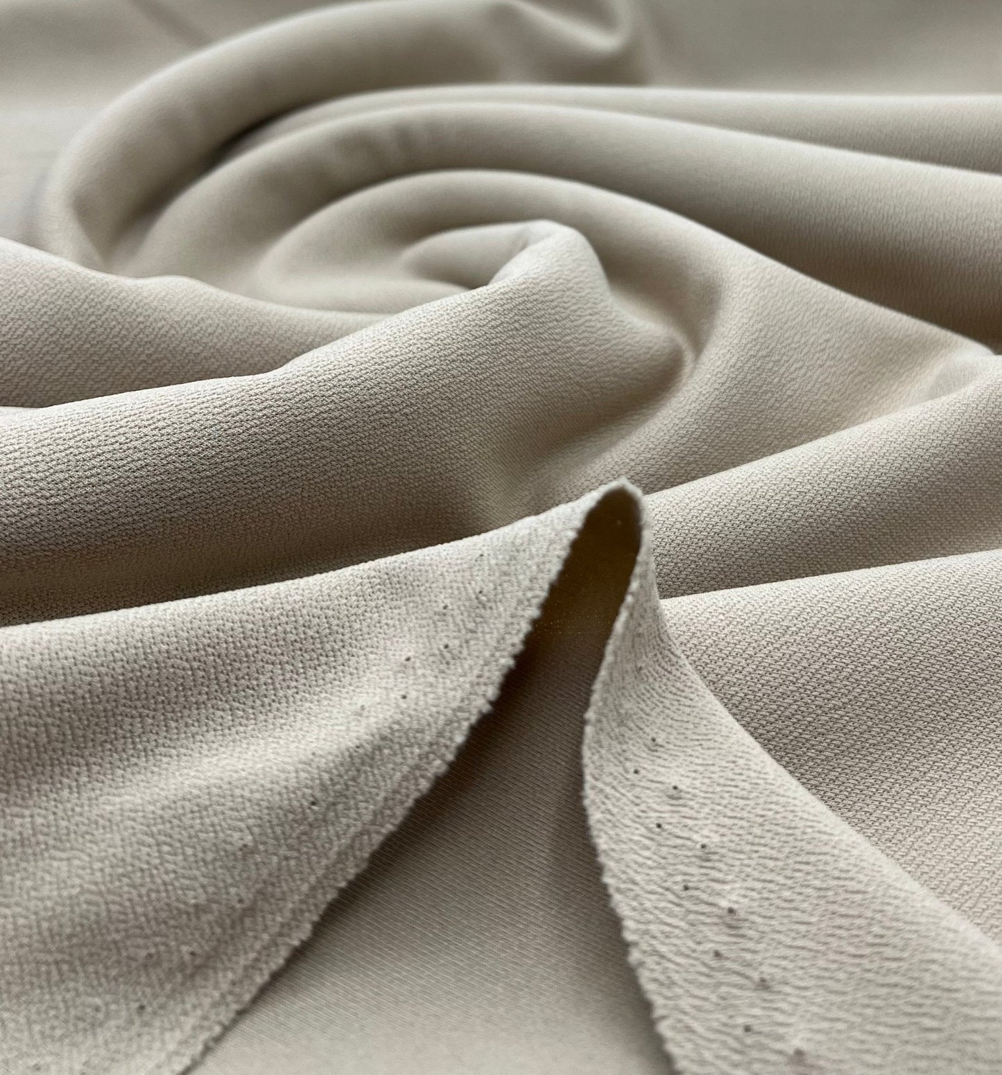 Plain Lightweight Stone Scuba Crepe Stretch Fabric 4 Way Stretch