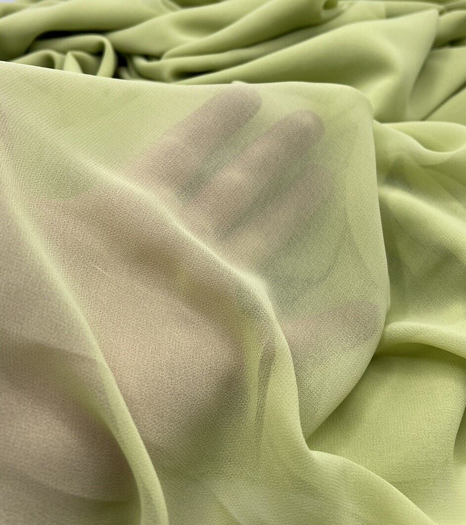 Plain Lime Chiffon Sheer Dress Bridal Fabric