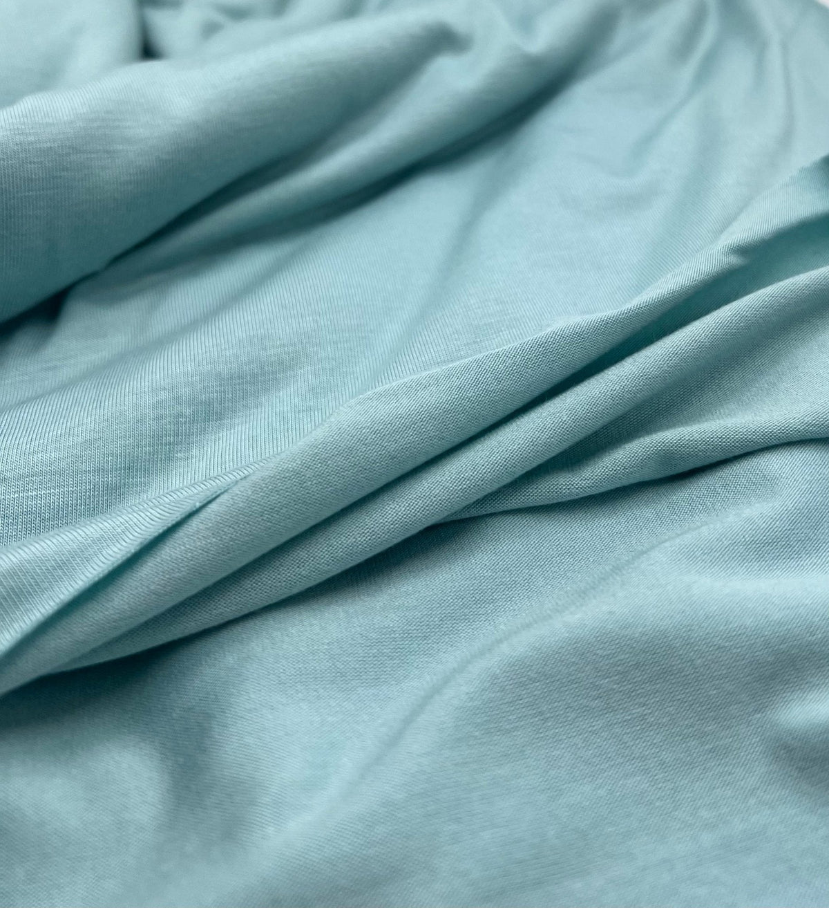 Plain Mint Green Viscose Elastane Fabric 4 Way Stretch Jersey