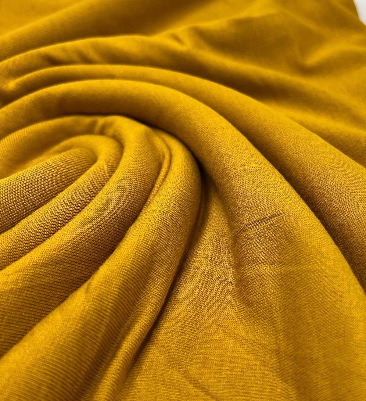Plain Mustard Viscose Elastane Fabric 4 Way Stretch Jersey