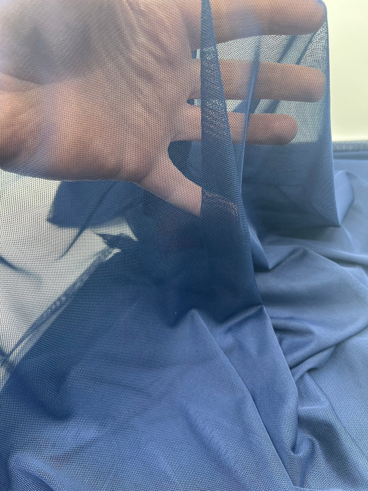 Plain Navy Mesh Fabric Stretch