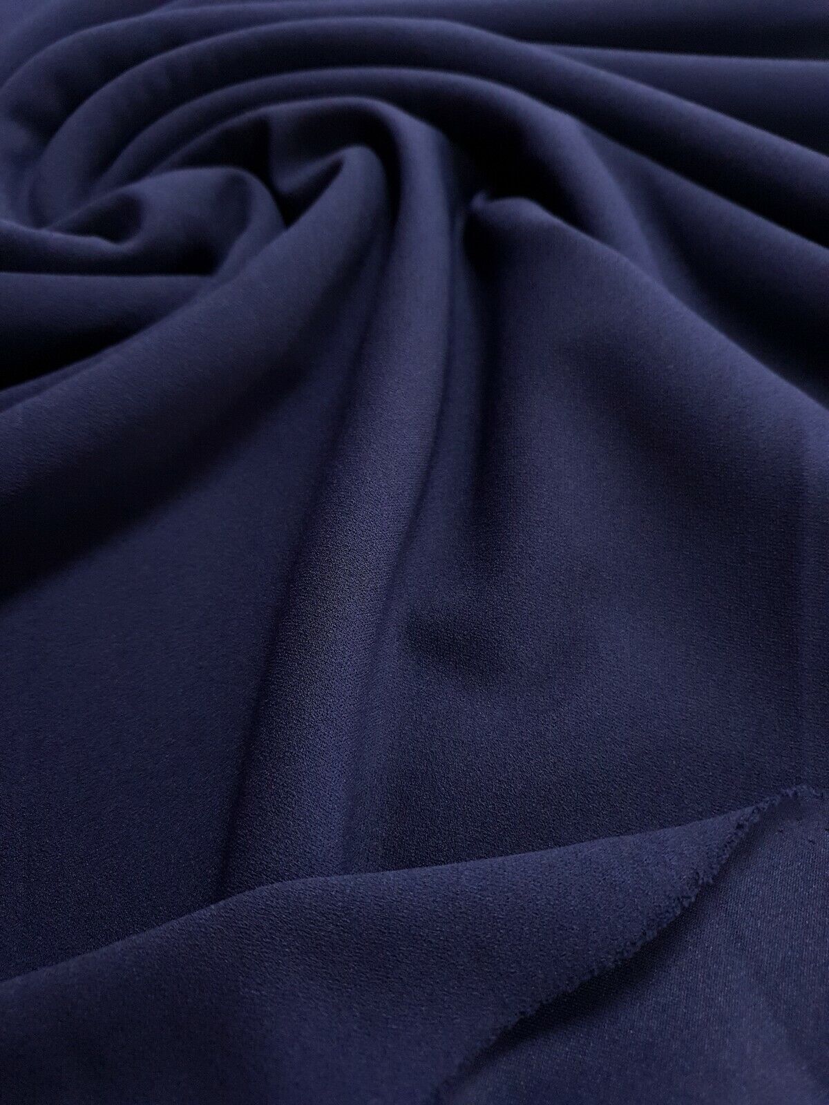 Plain Navy Scuba Crepe Stretch Jersey Fabric 4 Way Stretch