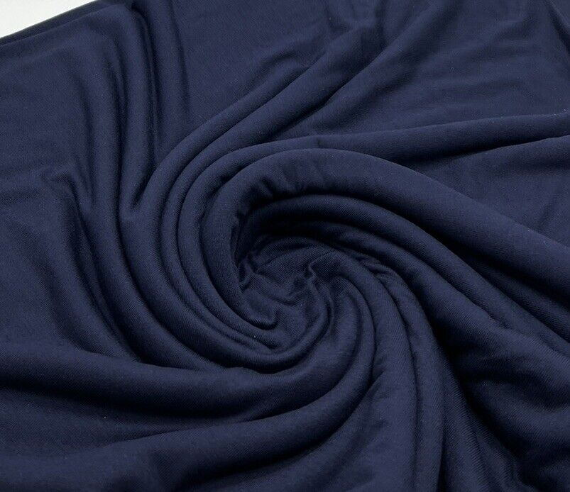Plain Navy Viscose Elastane Fabric 4 Way Stretch Jersey