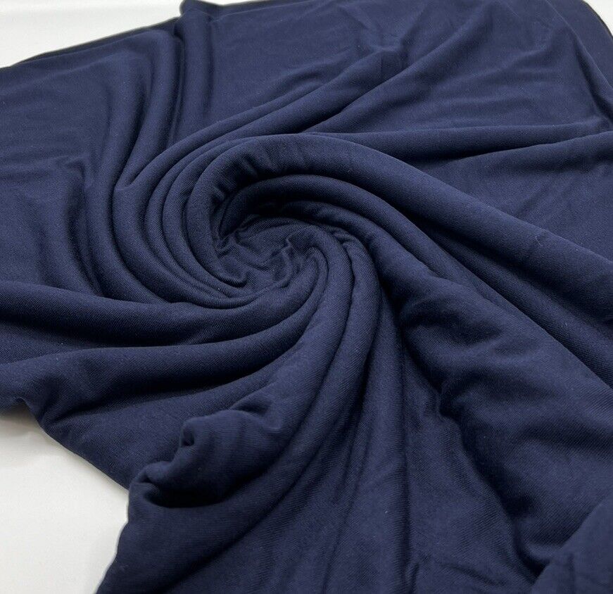 Plain Navy Viscose Elastane Fabric 4 Way Stretch Jersey
