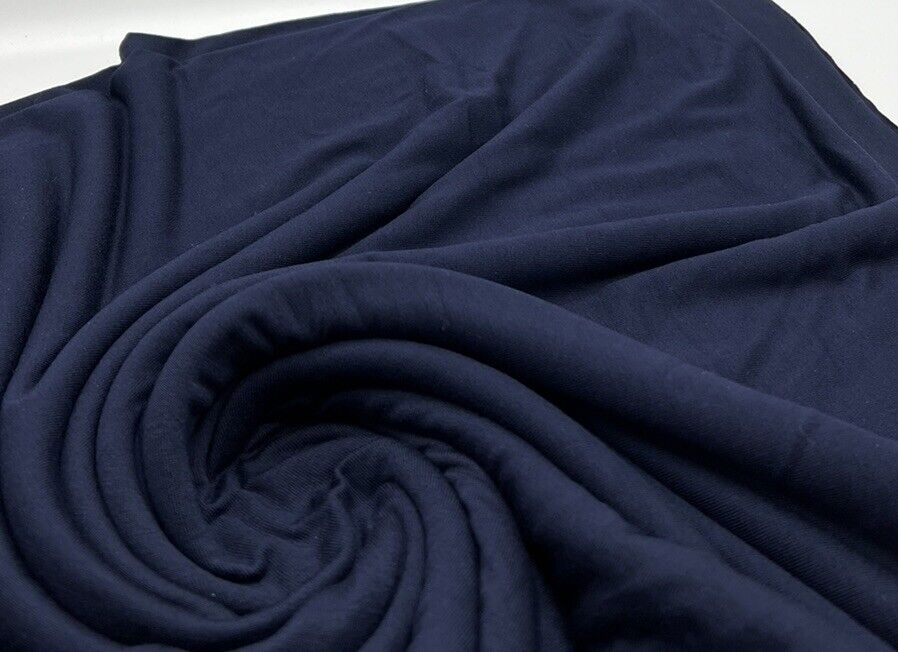 Plain Navy Viscose Elastane Fabric 4 Way Stretch Jersey